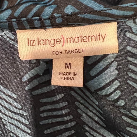 Liz Lange Maternity Dress Career Ruffle Professional Black Turquoise Medium - Picture 6 of 8